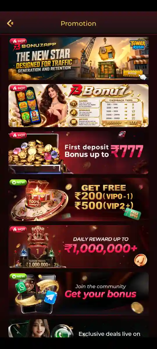 BONU7 App and APK mobile games screen