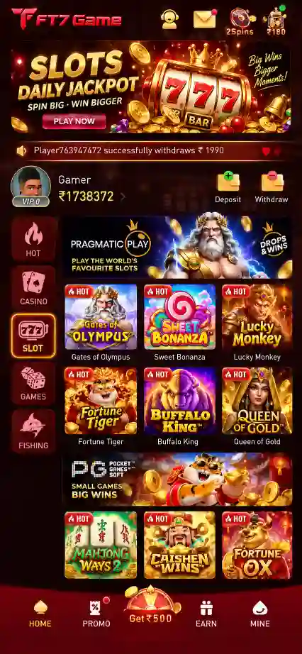 FT7 Game bonus and rewards screen