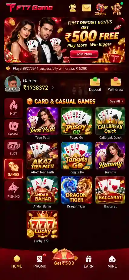 FT7 APK app game catalogue screen