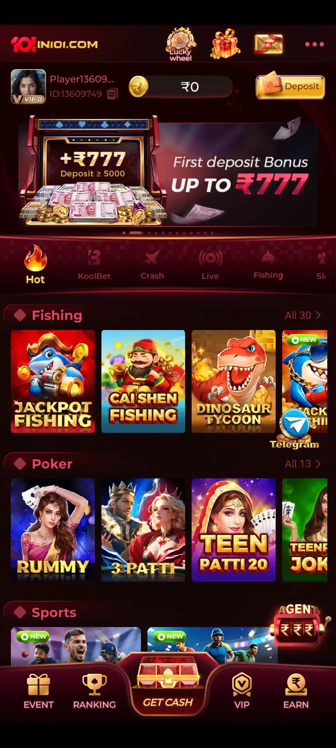 IN101 Game bonus and rewards screen